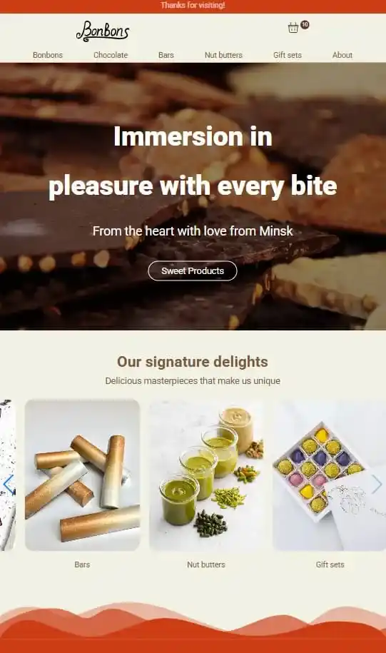 Интернет-магазин конфет Bonbons — обложка проекта