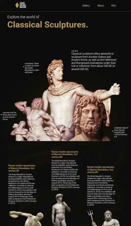 Веб-сайт греческого музея — обложка проекта