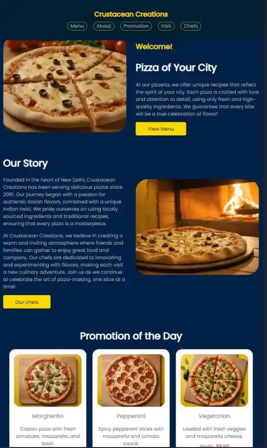 Веб-сайт пиццерии — обложка проекта