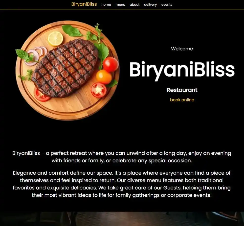 Веб-сайт ресторана — обложка проекта