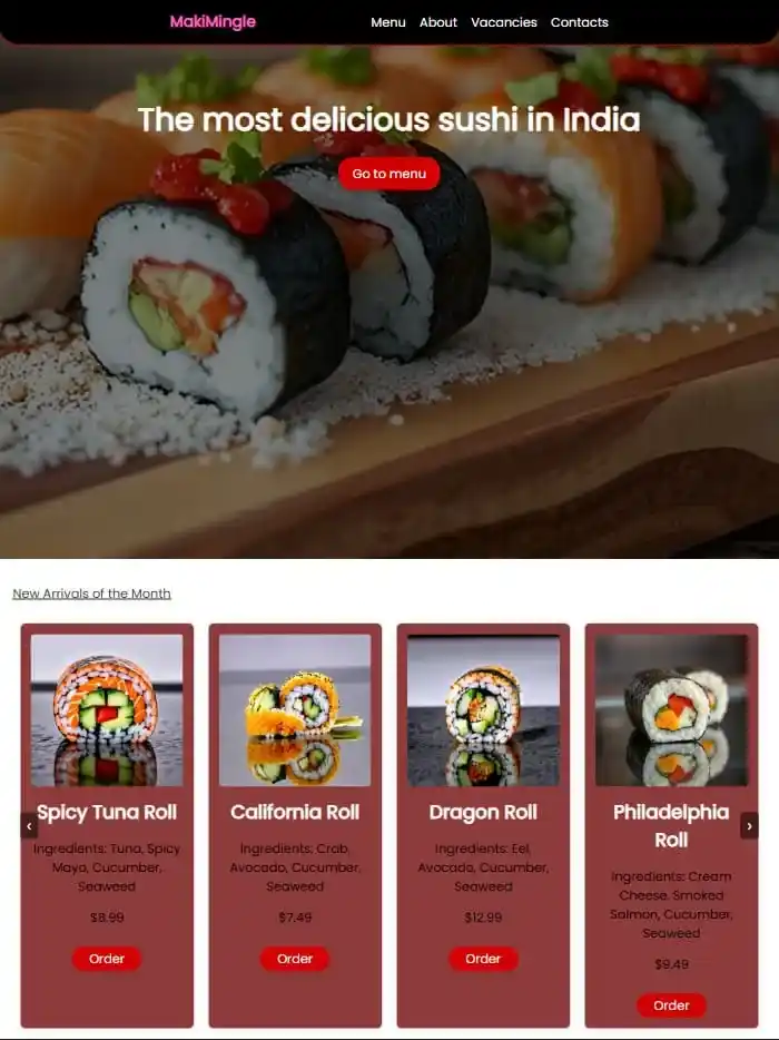 Веб-сайт сушибара — обложка проекта