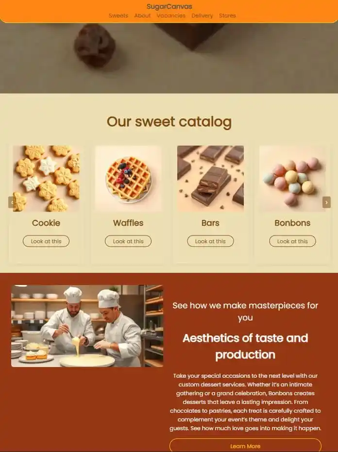 Веб-сайт магазина сладостей — обложка проекта